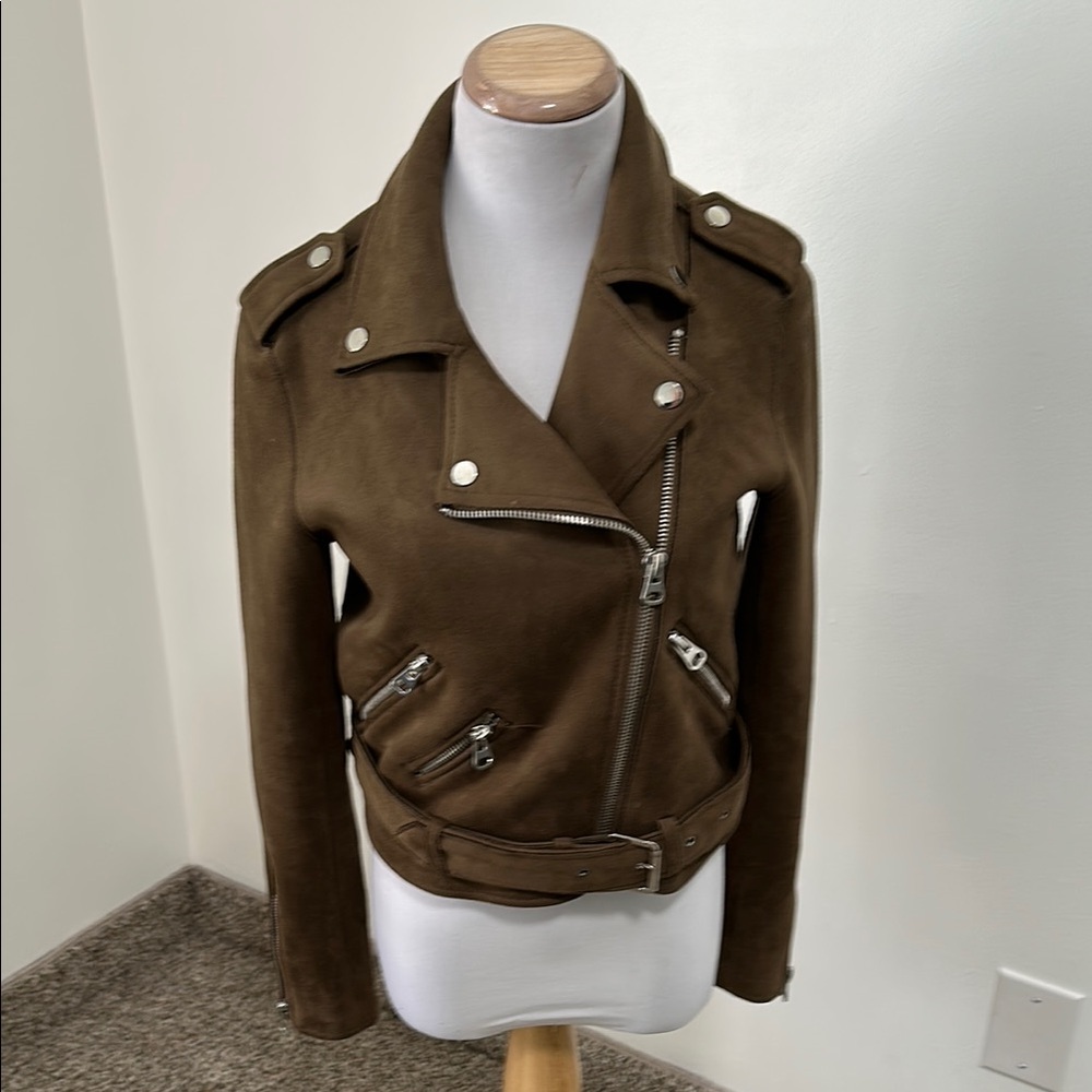 🌷 Dex Cropped Faux Suede Moto Jack